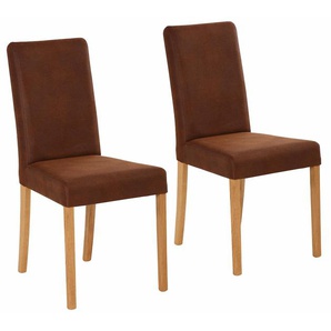 4-Fußstuhl HOME AFFAIRE Bologna Stühle Gr. B/H/T: 44 cm x 91 cm x 56 cm, 4 St., Lu x us-Microfaser, Luxus-Microfaser, braun (braun, natur) 4-Fuß-Stühle Stühle Gestell aus Massivholz