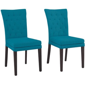 4-Fußstuhl HOME AFFAIRE Colorado Stühle Gr. B/H/T: 46 cm x 94,5 cm x 59 cm, 4 St., Lu x us-Microfaser, Massivholz, blau (petrol, wenge) 4-Fuß-Stühle Beine aus Buche, wengefarben lackiert, Im 2er, 4er oder 6er-Set