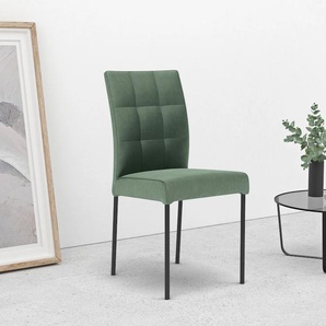4-Fußstuhl HOME AFFAIRE Enita Stühle Gr. B/H/T: 47 cm x 92 cm x 58 cm, 2 St., Polyester Samtoptik, Holz teilmassiv-Hartfaserplatte-Metall, grün (grün, schwarz) 4-Fuß-Stühle