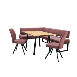 4-Fußstuhl HOME AFFAIRE Kakan Stühle Gr. B/H/T: 47 cm x 92 cm x 61 cm, Chenille, Metall, rot (lachs, schwarz) 4-Fuß-Stühle Metallgestell