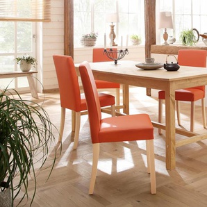 4-Fußstuhl HOME AFFAIRE Nina Stühle Gr. B/H/T: 44 cm x 90 cm x 52,5 cm, 6 St., Kunstleder, Kunstleder, Beine Buche + Massivholz, orange (terra) 4-Fuß-Stühle Stühle im 2er, 4er oder 6er-Set