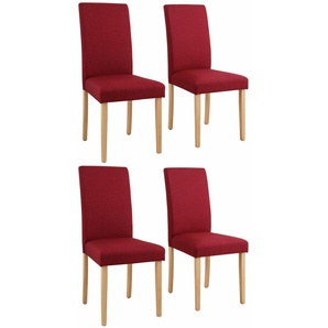 4-Fußstuhl HOME AFFAIRE Roko Tiago Stühle Gr. B/H/T: 46,5 cm x 97 cm x 57 cm, 4 St., Struktur, Beine Buche + Massivholz, rot 4-Fuß-Stühle im 2er, 4er oder 6er-Set