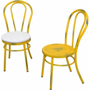 4-Fußstuhl HOME AFFAIRE Stühle Gr. B/H/T: 42 cm x 91 cm x 51 cm, 2 St., Stahl, gelb 4-Fuß-Stühle