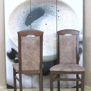4-Fußstuhl HOME AFFAIRE Stühle Gr. B/H/T: 44 cm x 97 cm x 45 cm, 2 St., Microfaser, Massivholz, braun (nussbaumfarben dunkel, camel) 4-Fuß-Stühle