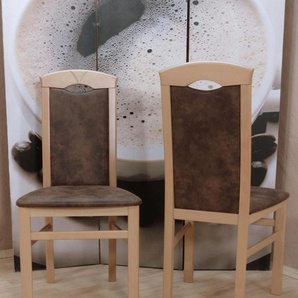 4-Fußstuhl HOME AFFAIRE Stühle Gr. B/H/T: 44 cm x 97 cm x 45 cm, 2 St., Microfaser, Massivholz, braun (schoko, buche) 4-Fuß-Stühle