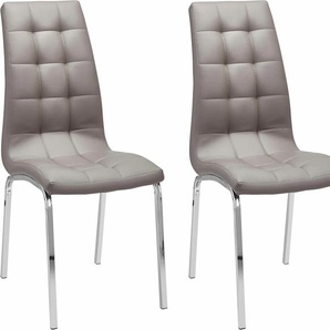 4-Fußstuhl INOSIGN Lila Stühle Gr. B/H/T: 43 cm x 98 cm x 60 cm, 2 St., Kunstleder, Metall, braun (schlamm, silberfarben) 4-Fuß-Stühle (2 Stück) Bezug in Kunstleder, verchromtes Metallgestell