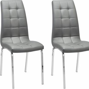 4-Fußstuhl INOSIGN Lila Stühle Gr. B/H/T: 43 cm x 98 cm x 60 cm, 2 St., Kunstleder, Metall, grau (grau, silberfarben) 4-Fuß-Stühle (2 Stück) Bezug in Kunstleder, verchromtes Metallgestell