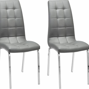 4-Fußstuhl INOSIGN Lila Stühle Gr. B/H/T: 43 cm x 98 cm x 60 cm, 2 St., Kunstleder, Metall, grau (grau, silberfarben) 4-Fuß-Stühle