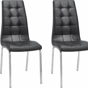 4-Fußstuhl INOSIGN Lila Stühle Gr. B/H/T: 43 cm x 98 cm x 60 cm, 2 St., Kunstleder, Metall, schwarz (schwarz, silberfarben) 4-Fuß-Stühle (2 Stück) Bezug in Kunstleder, verchromtes Metallgestell