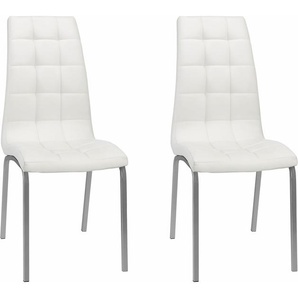 4-Fußstuhl INOSIGN Lila Stühle Gr. B/H/T: 43 cm x 98 cm x 60 cm, 2 St., Kunstleder, Metall, weiß (weiß, silberfarben) 4-Fuß-Stühle (2 Stück) Bezug in Kunstleder, verchromtes Metallgestell