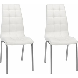 4-Fußstuhl INOSIGN Lila Stühle Gr. B/H/T: 43 cm x 98 cm x 60 cm, 2 St., Kunstleder, Metall, weiß (weiß, silberfarben) 4-Fuß-Stühle