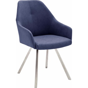 4-Fußstuhl MCA FURNITURE Madita A-eckig Stühle Gr. B/H/T: 55 cm x 86 cm x 63 cm, 2 St., Kunstleder uni, Set + Edelstahl, blau (nachtblau) 4-Fuß-Stühle Stuhl belastbar bis 140 Kg