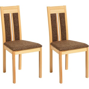 4-Fußstuhl SCHÖSSWENDER Stühle Gr. B/H/T: 45 cm x 95 cm x 43 cm, 2 St., Polyester, Massivholz, braun (natura 4 hellbraun, buche mit holzwerkstoff buche) 4-Fuß-Stühle