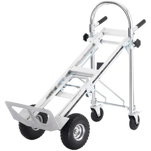 4-in-1-Sackkarre aus Aluminium, 1000 lbs Tragkraft, robuster, umwandelbarer Klappwagen, Mehrzweckwagen mit Gummirädern, klappbarer Industriesackkarre
