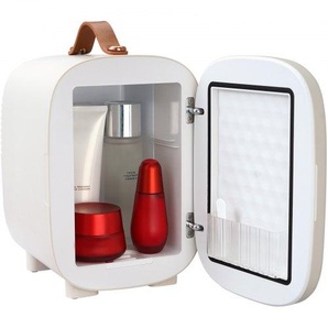 4 L / 6 Dosen Mini Kühlschrank, 2 in 1 Kleiner Kühlschrank Kühl- und Heizfunktion, Schloss Kompakter Getränkekühlschrank 9 V DC / 220 V AC für Büros und Schlafsäle, Getränke, Kosmetik, Weiß MNBXBSSLPTM4L21XMV2