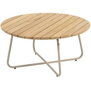 4 Seasons Coffeetable Verdi 73 cm rund, Höhe 35cm- Edelstahl Farbe latte/Teak