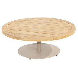 4 Seasons Coffeetable Volta 80cm rund, Höhe 30cm- Edelstahl Farbe latte/Teak