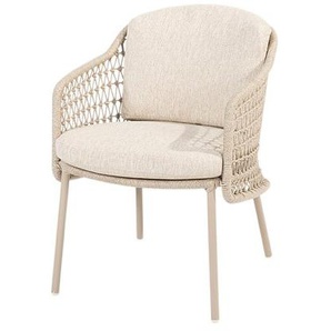 4 Seasons Dining Sessel Puccini - Edelstahl beschichtet, Ropeschnur in latte , inkl. Auflage 100% Polypropylen