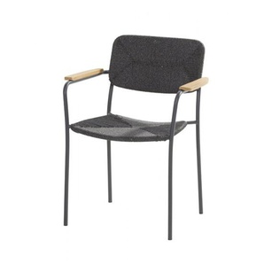 4 Seasons Stapelstuhl Bora anthrazit mit Teakarm - Edelstahl beschichtet Cord-Rope 100% Polyethylen