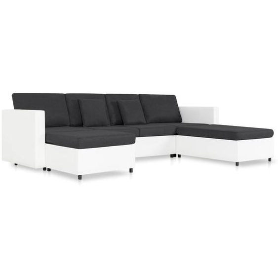 4-Sitzer Ausziehbares Schlafsofa Kunstleder Weiß