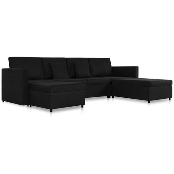 4-Sitzer Ausziehbares Schlafsofa Stoff Schwarz