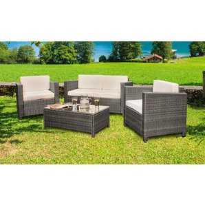 4-Sitzer Lounge-Set Gatland aus Polyrattan mit Polster