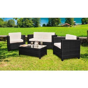 4-Sitzer Lounge-Set Gatland aus Polyrattan mit Polster