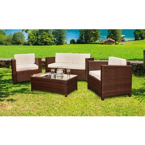 4-Sitzer Lounge-Set Gatland aus Polyrattan mit Polster
