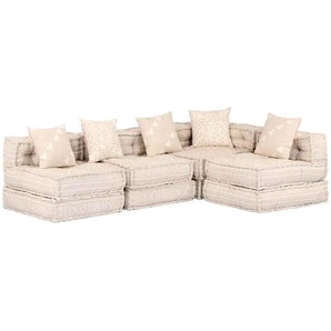 4-Sitzer Modularer Pouf Beige Stoff