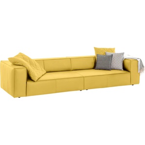 4-Sitzer W.SCHILLIG around-the-block Sofas Gr. B/H/T: 300 cm x 66 cm x 104 cm, Longlife Xtra-Leder Z69, gelb (lemon z69) 4-Sitzer-Sofas