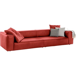 4-Sitzer W.SCHILLIG around-the-block Sofas Gr. B/H/T: 300 cm x 66 cm x 104 cm, Longlife Xtra-Leder Z69, orange (red z69) 4-Sitzer-Sofas