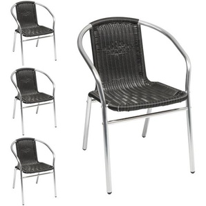 4 Stück Bistro Stapelstuhl Aluminium / Rattan schwarz-M537481-4