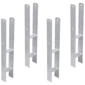 4 Stück Pfostenträger Pfostenanker H-Anker 600MM Pergolen Stützenfuß Zaunträger Anker 121MM - Hengda