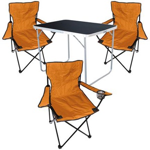 3-tlg  Campinggarnirur Campingmöbel Outdoor Klapptisch Klappstühle Orange 