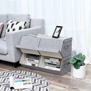 4er-Set Aufbewahrungsbox Faltbox mit magnetischem Klappdeckel Grau