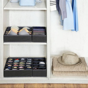 4er-Set Aufbewahrungsbox Ordnungssystem für Kleiderschrank Grau