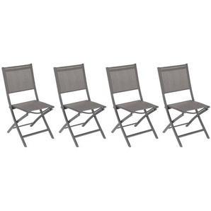 4er-Set klappbare Gartenstühle ESSENTIA in Wenge und Tonka Epoxidbeschichtetes Aluminium, Texalin Hespéride