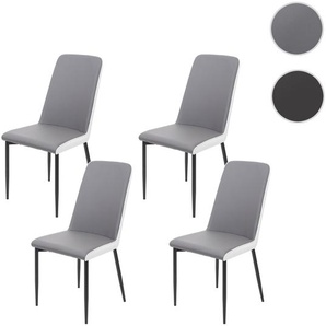 4er-Set Esszimmerstuhl HWC-F26, Stuhl Küchenstuhl, Kunstleder ~ Sitzfläche grau