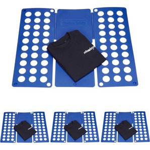 4x Faltbrett Wäsche, Wäschefalter, Hemdenfalter, große Falthilfe, Faltsystem platzsparend, HBT 0,5 x 70,5 x 59 cm, blau