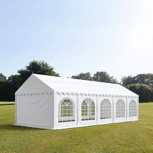 4x10m Partyzelt, PVC-Plane, weiß, mit Bodenrahmen - (7333)