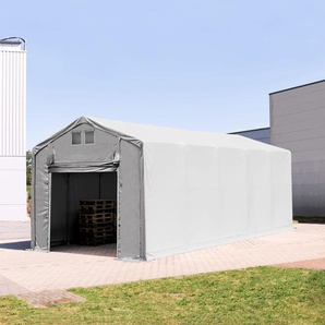 4x10m Zelthalle, PVC-Plane, grau, mit Statik (Betonuntergrund) - (94088)