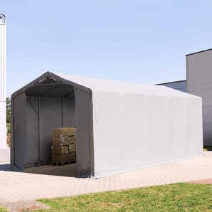 4x10m Zelthalle, PVC-Plane, grau, ohne Statik - (79874)