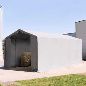 4x12m Zelthalle, PVC-Plane, grau, mit Statik (Erduntergrund) - (94315)