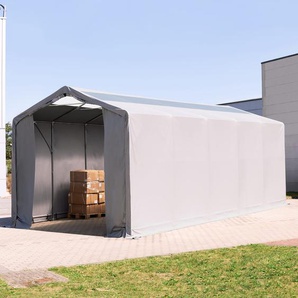 4x12m Zelthalle, PVC-Plane, grau, ohne Statik - (94265)