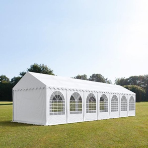 4x14m Partyzelt, PVC-Plane, weiß, mit Bodenrahmen - (37702)
