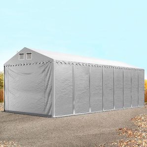 4x16 m Lagerzelt, PVC-Plane, grau, mit Bodenrahmen, ohne Statik - (49842)
