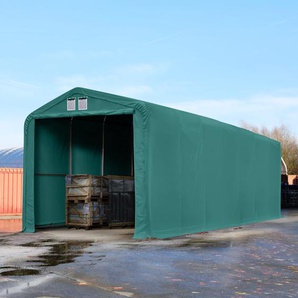 4x16m Zelthalle, PRIMEtex-Plane, dunkelgrün, mit Statik (Erduntergrund) - (49394)