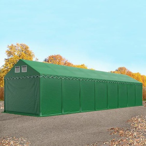 4x20 m Lagerzelt, PVC-Plane, dunkelgrün, mit Bodenrahmen, mit Statik (Erduntergrund) - (527631)