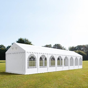 4x24m Partyzelt, PVC-Plane, weiß, mit Bodenrahmen - (581801)