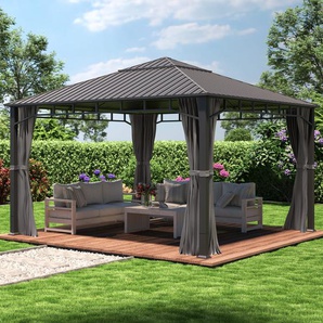 4x4 m Hardtop Gartenpavillon, inkl. 4 Seitenteile, loft grey - (300195)